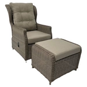 Brix Reclining High Back Resin Wicker 2pce Relax Set in Mixed Grey