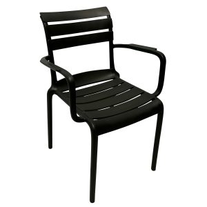 Corfu Resin Armed Dining Chair in Charcoal