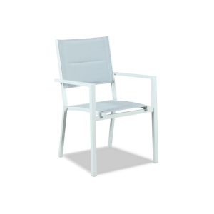 Metz Alum Sling Dining Chair in White