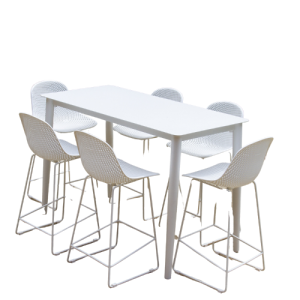 New York 145cmx70cm Alum Balcony Bar Table in White