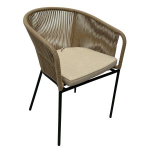 Tonga Rope & Steel Dining Chair in Beige/Latte