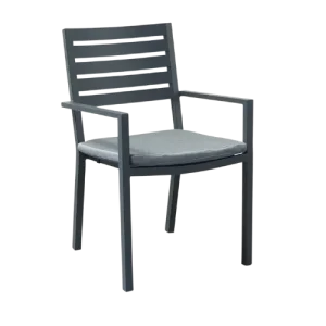 Verdi Alum Slatted Dining Chair with Cushion - Charcoal