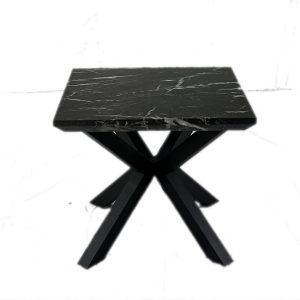 Nero 60cm Square Faux Black Marble Drinks Table