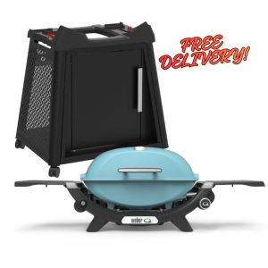 Q Premium Barbecue (Q2200N) Sky Blue LPG with Premium Cart