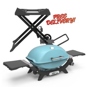 Q Premium Barbecue (Q2200N) Sky Blue LPG with Portable Cart