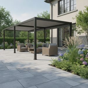 Fiori 3 x 6 metre Alum Louvre Roof Gazebo-Dark Grey