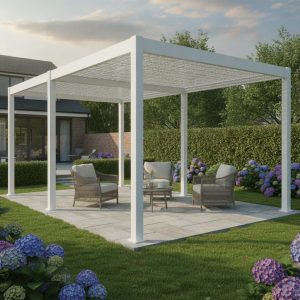 Fiori 3 x 6 metre Alum Louvre Roof Gazebo-White