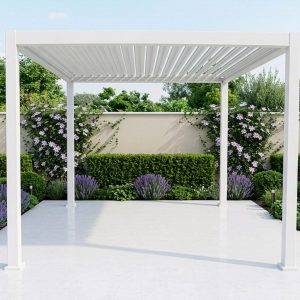 Solux 3 x 3 metre Steel Louvre Roof Gazebo-White