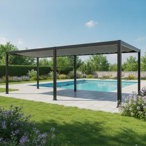 Fiori 3 x 6 metre Alum Louvre Roof Gazebo-Dark Grey