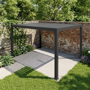 Solaire 3 x 4 metre Alum Louvre Roof Gazebo-Dark Grey