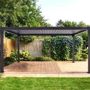 Solaire 3 x 5 metre Alum Louvre Roof Gazebo-Dark Grey