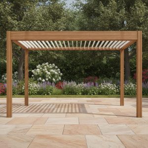 Fiori 3 x 4 metre Alum Louvre Roof Pergola-Printed Timber Finish