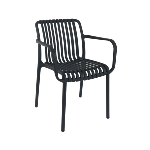 Trento Resin Armed Outdoor Dining Chair in Charcoal